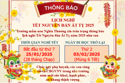 THÔNG BÁO NGHỈ TẾT NGUYÊN ĐÁN ẤT TỴ 2025