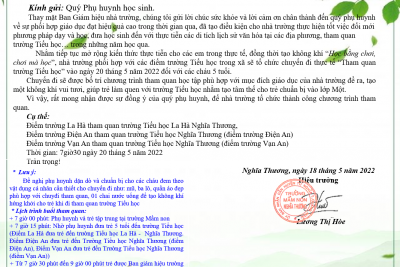 THÔNG BÁO VỀ VIỆC TỔ CHỨC CHO TRẺ 5-6 TUỔI THAM QUAN TRƯỜNG TIỂU HỌC